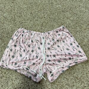 Pink Champagne Print Women's Sleep Shorts